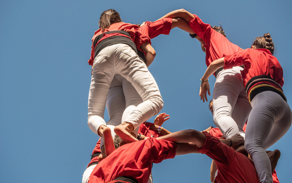 Turm aus Menschen auf dem Fest La Merc&egrave; in Barcelona